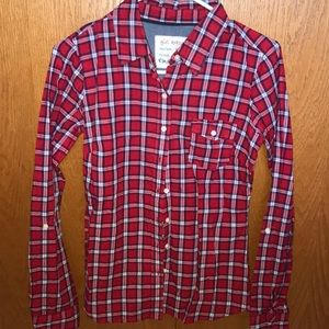 Red white and blue plaid shirt